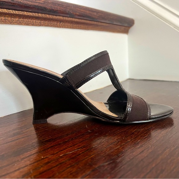 FRANCO SARTO Viper Dark Brown, Wedge Heel Slide Sandal, With 3 Inch Heel. - Picture 2 of 6